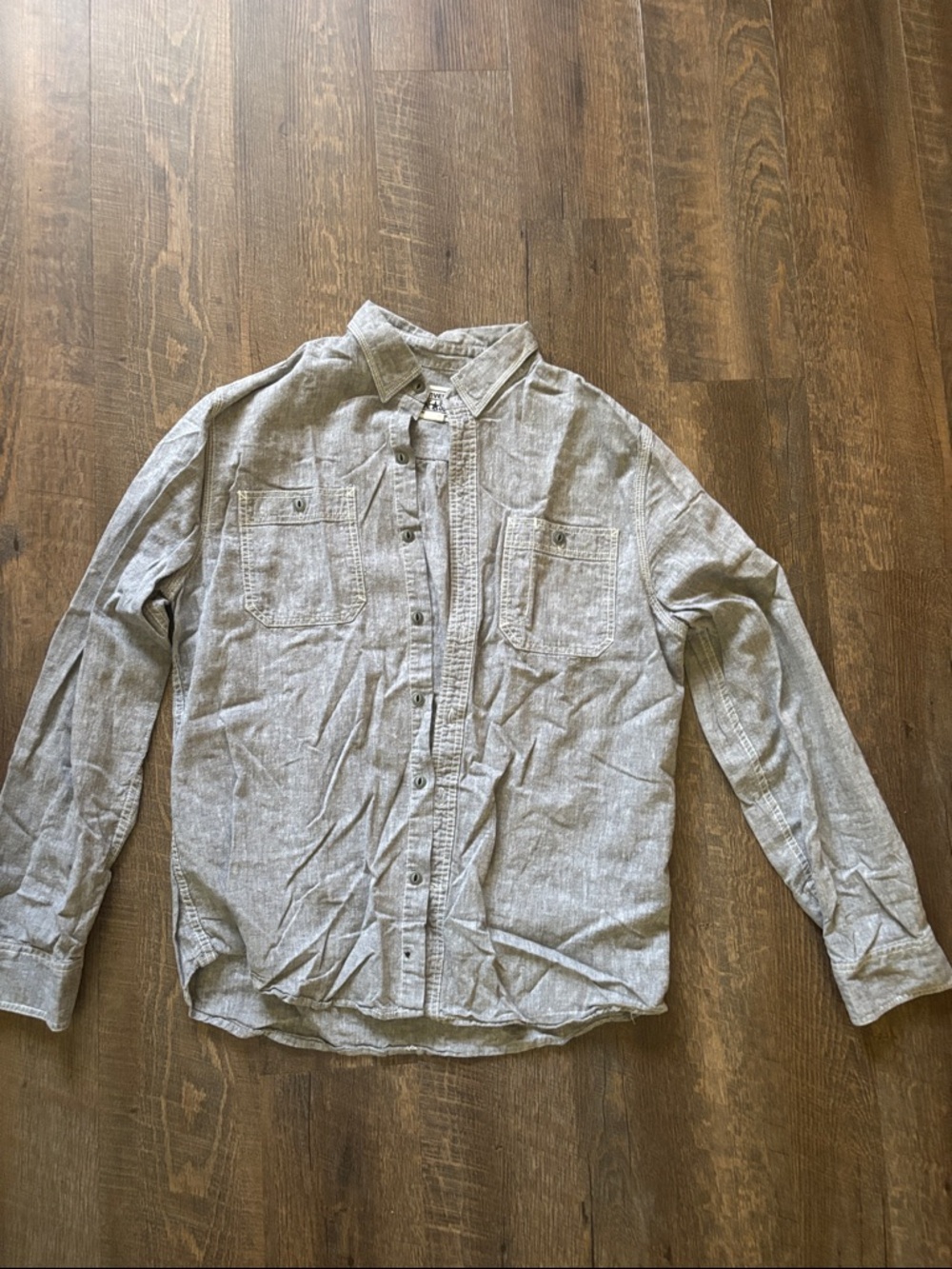 Men's Casual Long-Sleeve Button-Up Shirt - Light Gray